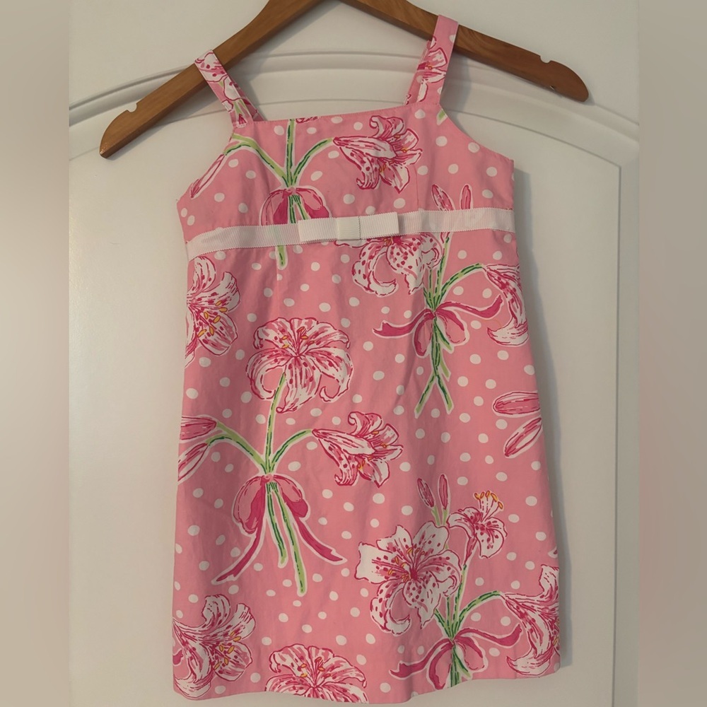 Lilly Pulitzer girls Stargazer Lillies floral strappy dress pink size 5